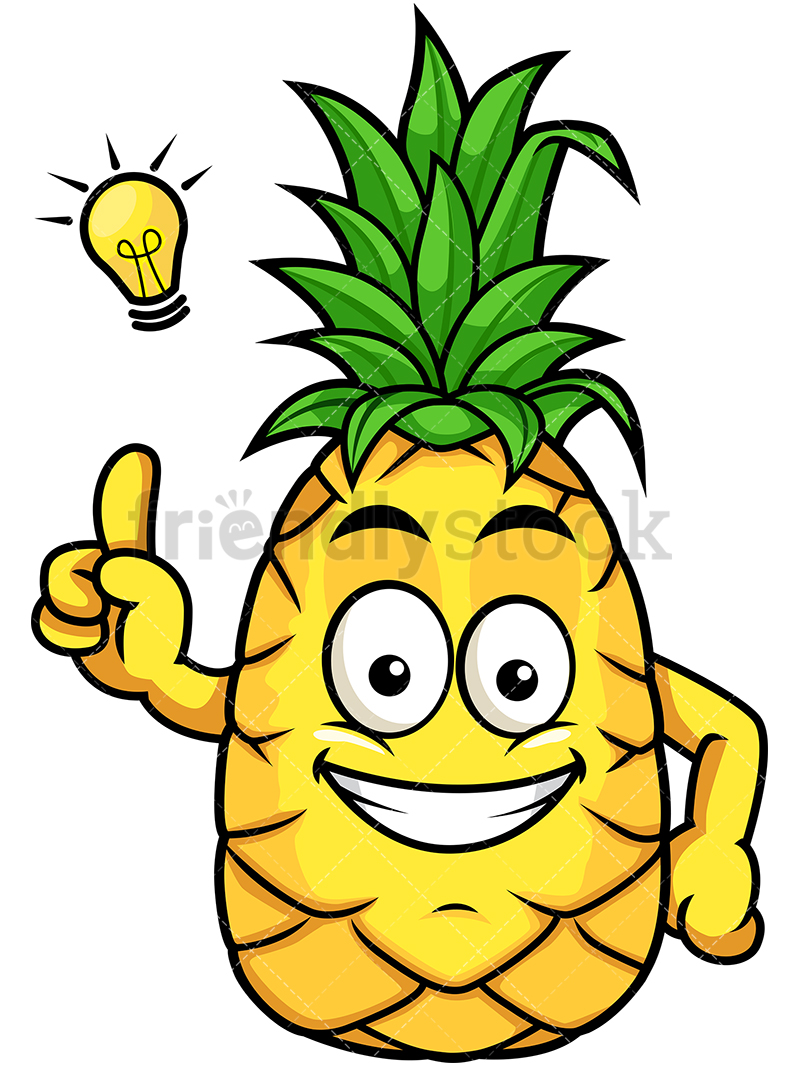 800x1067 Pineapple Having Great Idea Cartoon Vector Clipart