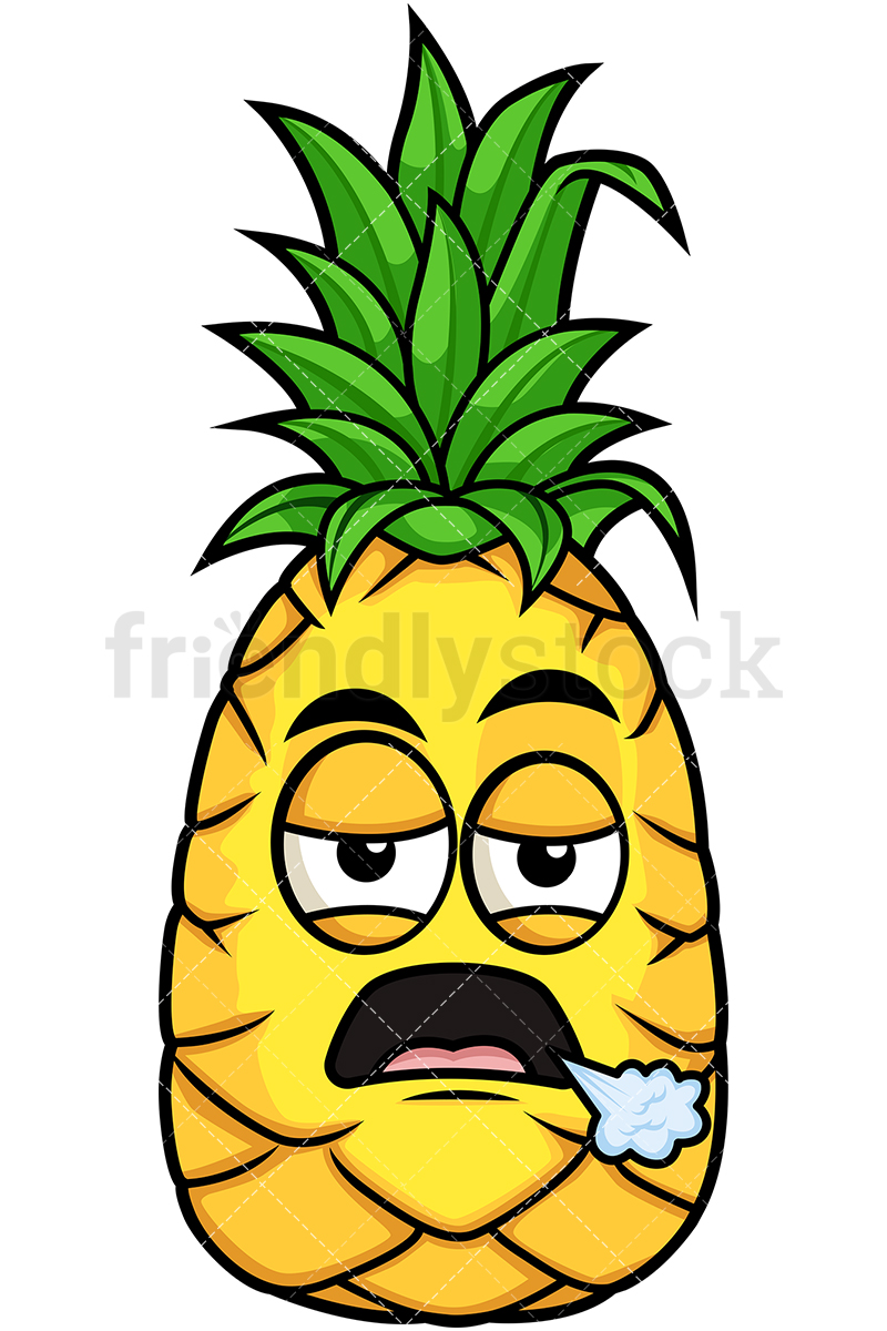 800x1200 Bored Pineapple Cartoon Vector Clipart