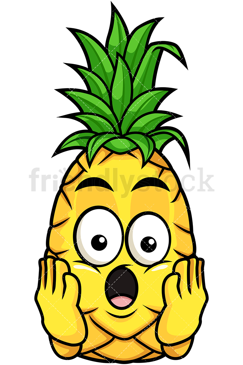 800x1200 Shocked Pineapple Cartoon Vector Clipart