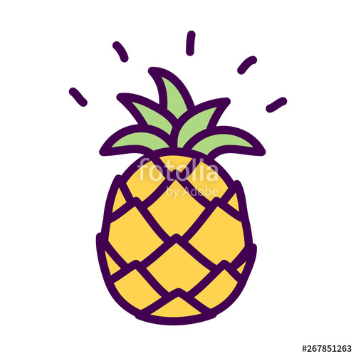 Simple Pineapple Cute Doodle Drawing Vector Isolated Stock Image 500x500 Simple Pineapple Cute Doodle Drawing Vector Isolated Stock Image