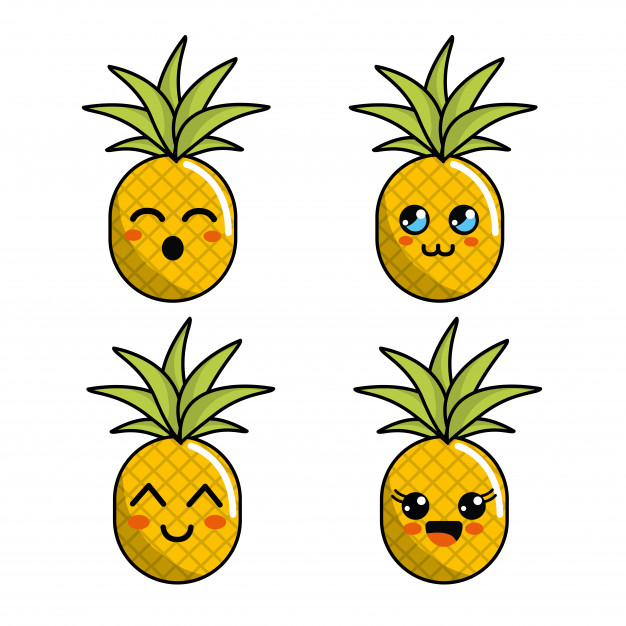 626x626 Color Kawaii Faces Pineapple Icon Vector Premium Download