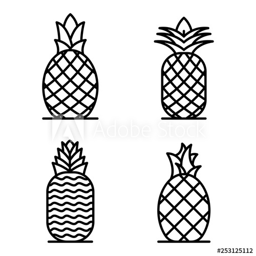 500x500 Pineapple Icons Set Outline Set Of Pineapple Vector Icons For Web