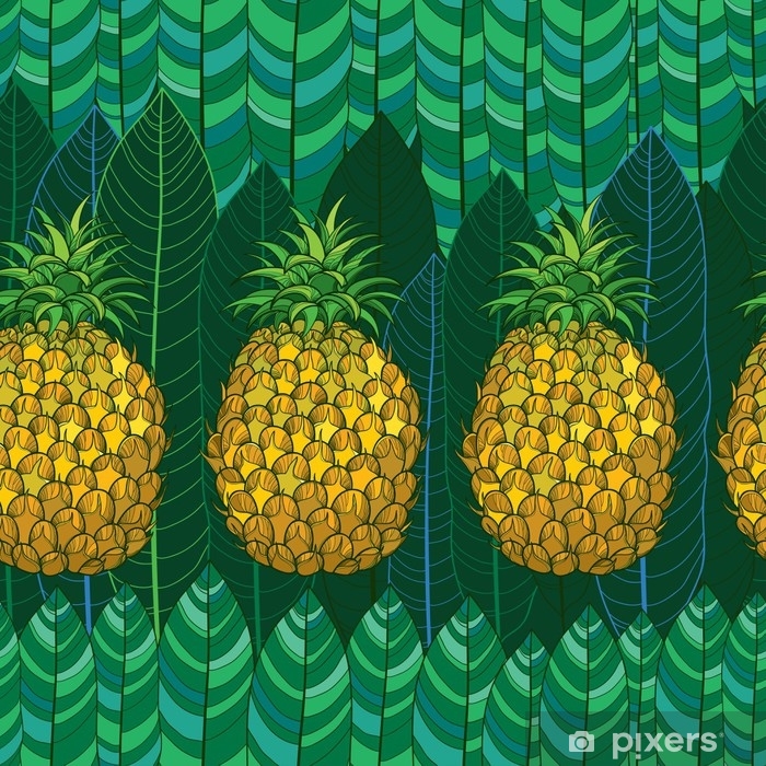 700x700 Vector Seamless Pattern With Outline Yellow Ananas Or Pineapple