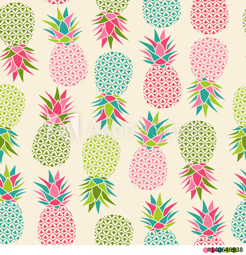 481x500 Colorful Pineapple Seamless Pattern Vector
