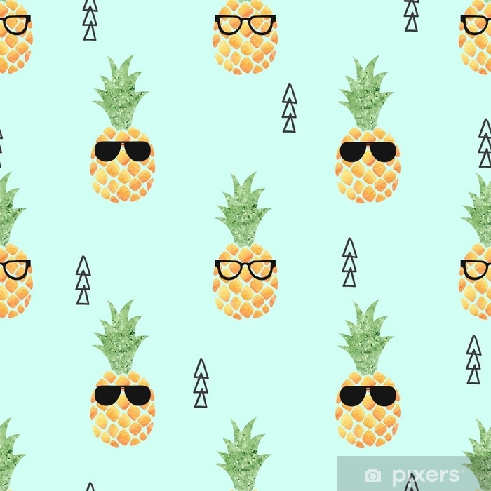 700x700 Cute Pineapple Seamless Pattern Vector Summer Background Poster