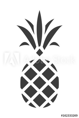 334x500 Pineapple Silhouette Trendy Tropical Icon Vector