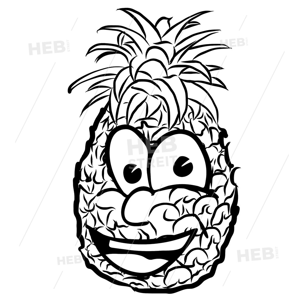1000x1000 Laughing Pineapple Vector Illustration Fruit Hebstreits Sketches