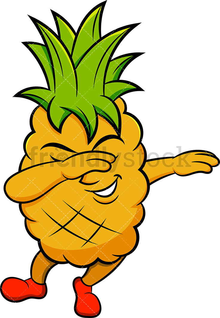 736x1064 Dabbing Pineapple Cartoon Vector Clipart
