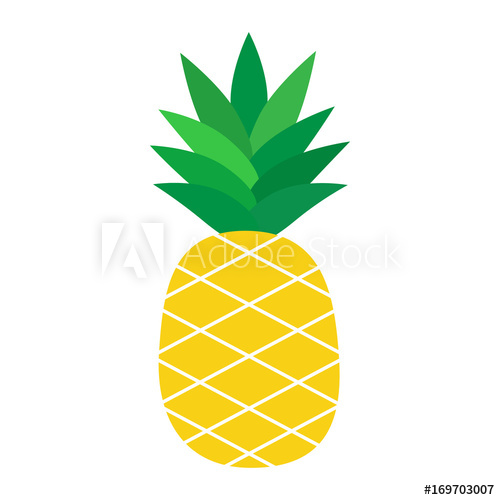 500x500 Pineapple Vector Cartoon Illustration, Isolated On White