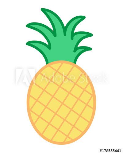 401x500 Pineapple Vector Cartoon Illustration Drawing Icon, Isolated