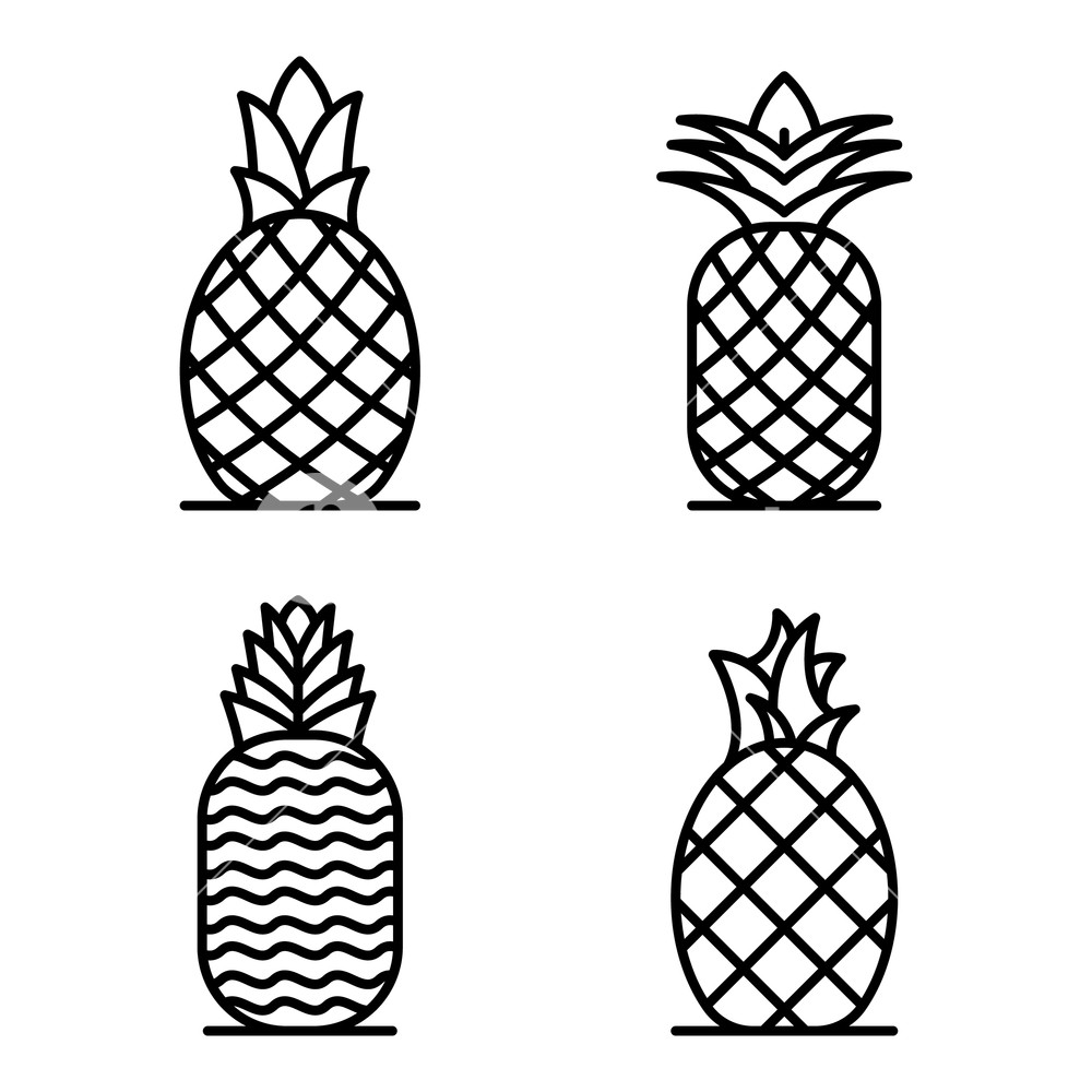 1000x1000 Pineapple Icons Set Outline Set Of Pineapple Vector Icons For Web