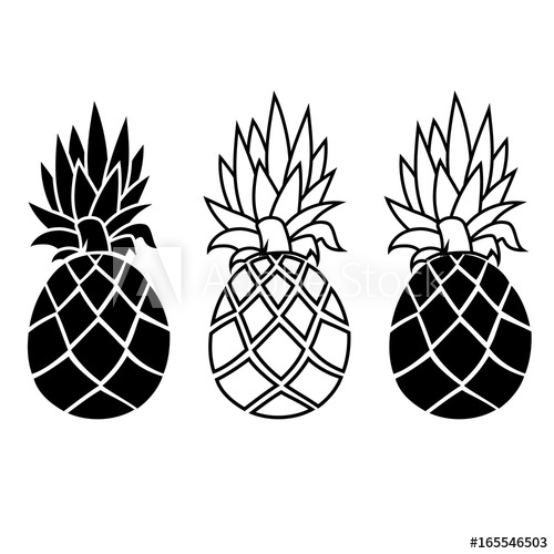 500x500 Image Of Pineapple Tropical Fruit Health Symbol Vector Black