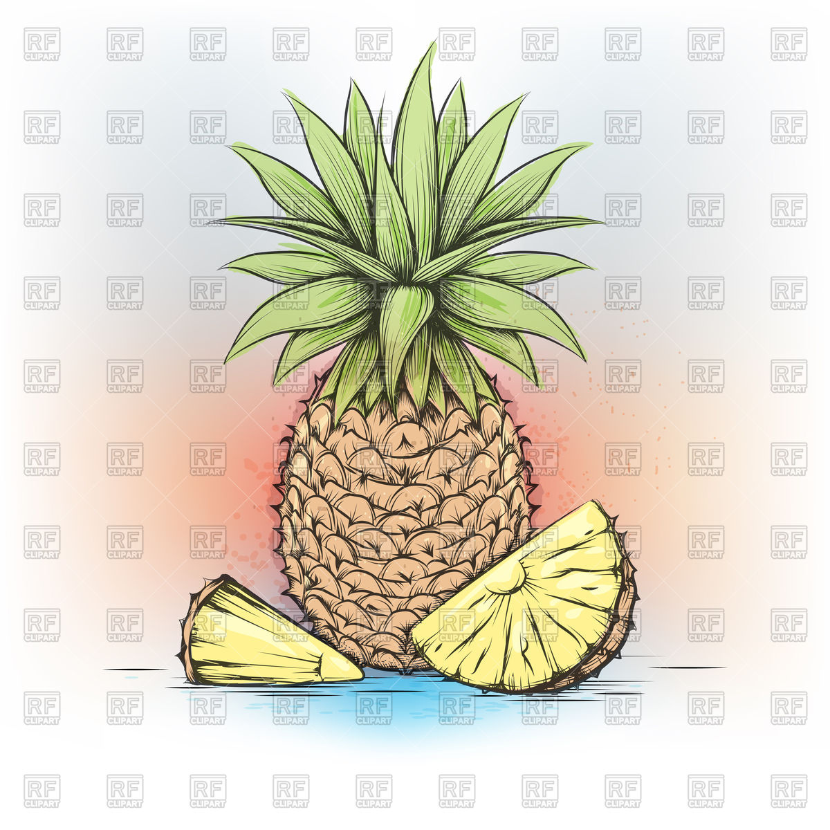 1200x1200 Colorful Watercolor Pineapple Vector Image Of Food And Beverages