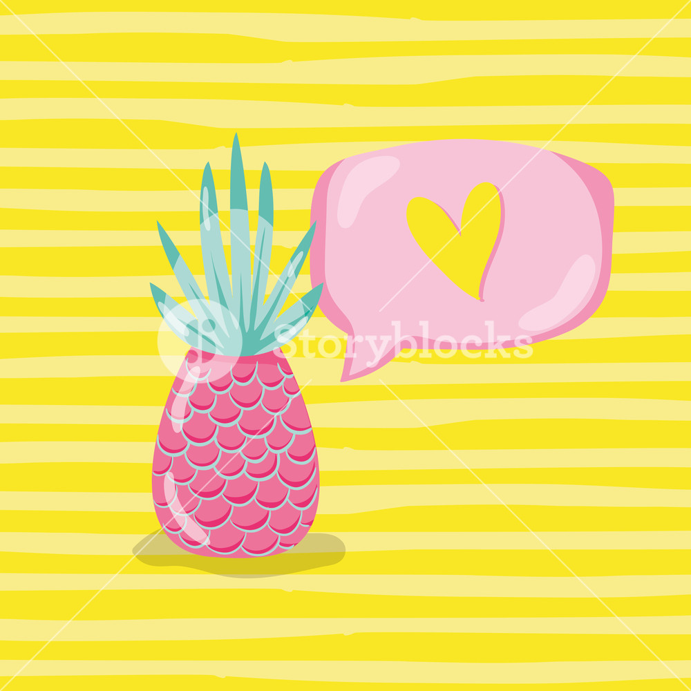 1000x1000 Punchy Pastel Pineapple Vector Illustration Graphic Design Royalty