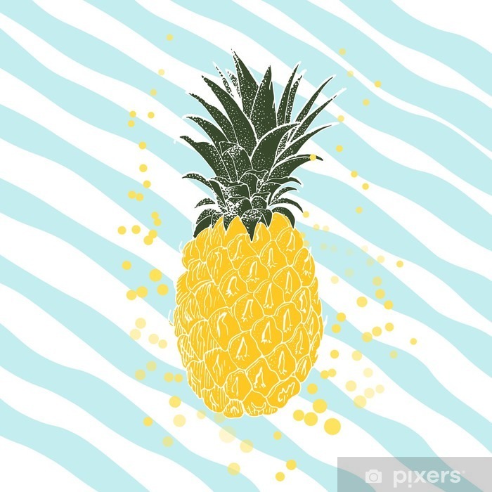 700x700 Hand Drawn Pineapple Vector Background Wall Mural
