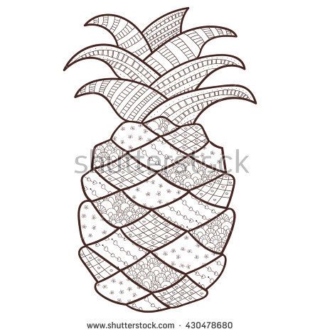 450x470 Pineapple Adult Coloring Page Zentangle Inspired Whimsical Line