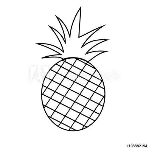 500x500 Pineapple Fruit Outline Version For Coloring Book Vector Illust