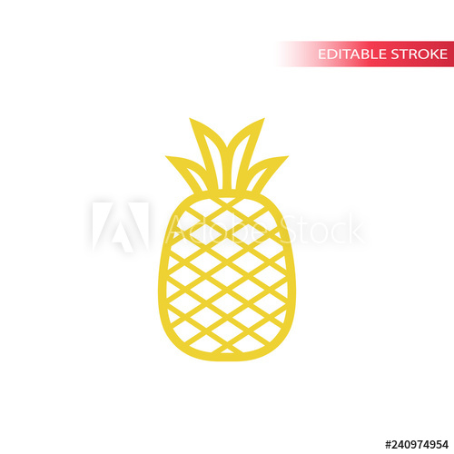 500x500 Pineapple Simple Line Icon In Color Outline Pineapple Vector Icon