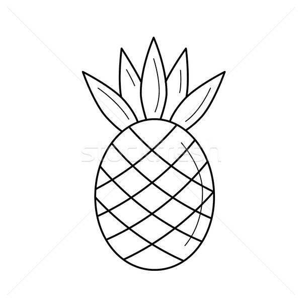 600x600 Pineapple Vector Line Icon Vector Illustration Andrei Krauchuk
