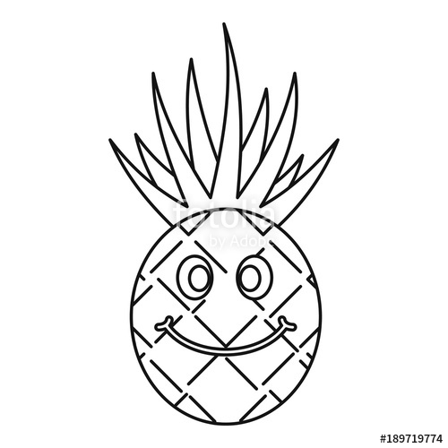 500x500 Smiling Pineapple Icon Outline Stock Image And Royalty Free