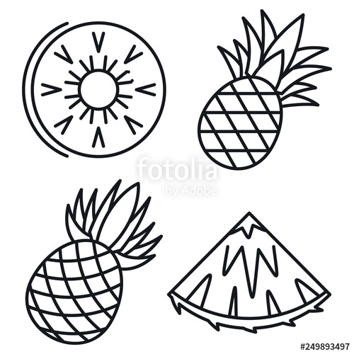 500x500 Exotic Pineapple Icons Set Outline Set Of Exotic Pineapple Vector