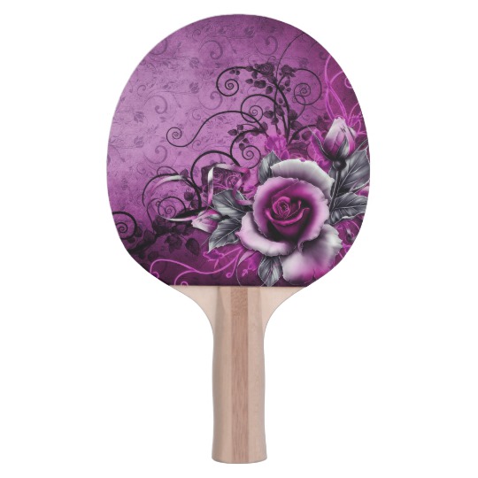 540x540 Vintage Grunge Purple Rose Vector Swirl Art Ping Pong Paddle