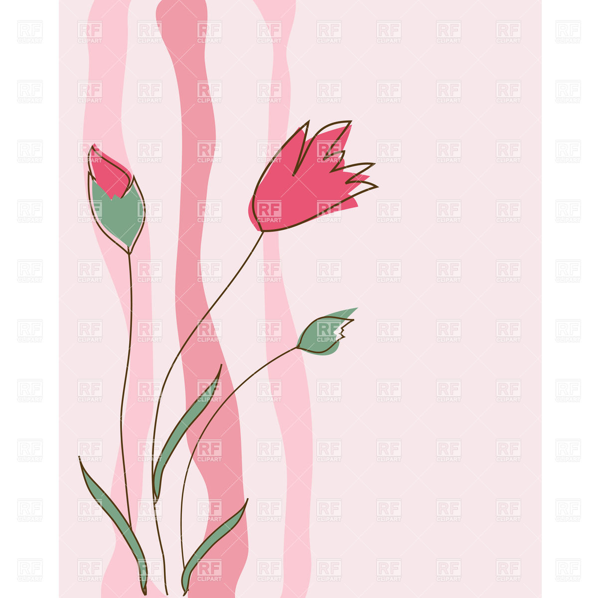 1200x1200 Simple Wildflowers On Pink Abstract Background Vector Image