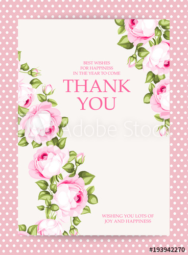 Invitation Text Card With Thank You Sign Blooming Rose Garland 368x500 Invitation Text Card With Thank You Sign Blooming Rose Garland