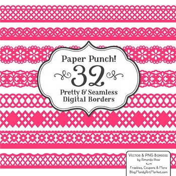 Paper Punch Hot Pink Borders Clipart Vectors 350x350 Paper Punch Hot Pink Borders Clipart Vectors