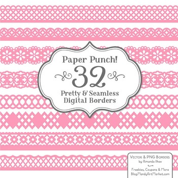 Paper Punch Pink Borders Clipart Vectors 350x350 Paper Punch Pink Borders Clipart Vectors