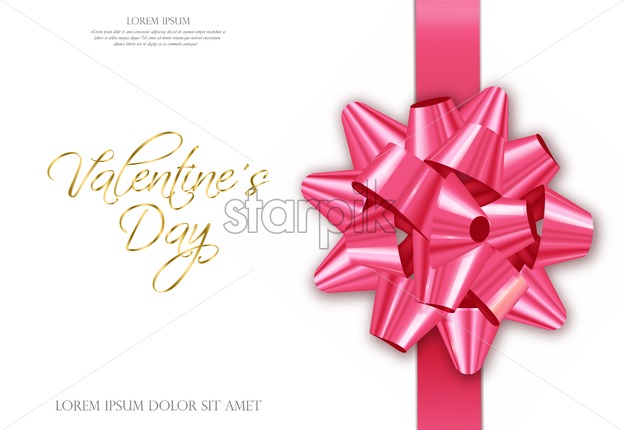 623x430 Pink Bow Vector Realistic Special Valentine Day Card Wishes