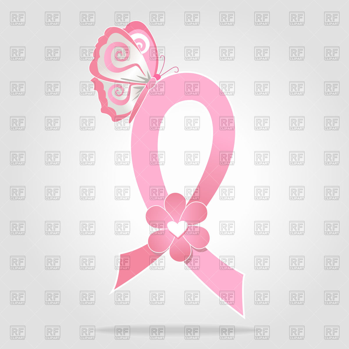 1200x1200 Breast Cancer Awareness Pink Ribbon With Butterfly Vector Image
