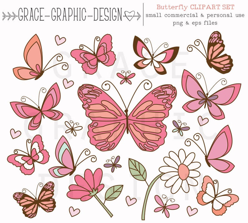 794x715 Butterfly Clipart Butterfly And Flower Clipart Butterflies Etsy