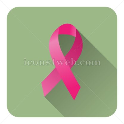 416x416 Breast Cancer Ribbon Flat Icon With Long Shadow Vector