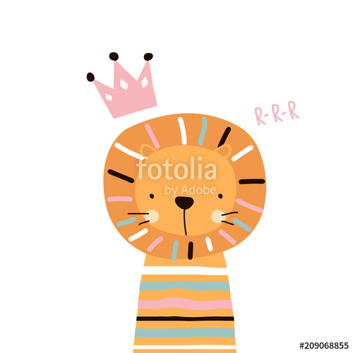 Cute Lion Girl With Pink Crown Vector Hand Drawn Illustration 500x500 Cute Lion Girl With Pink Crown Vector Hand Drawn Illustration