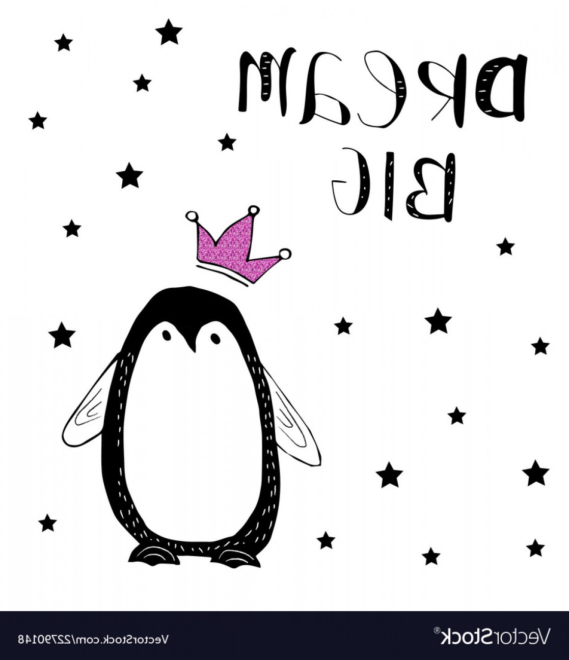 Dream Big Baby Penguin With Pink Glitter Crown Vector Catchsplace 1117x1296 Dream Big Baby Penguin With Pink Glitter Crown Vector Catchsplace