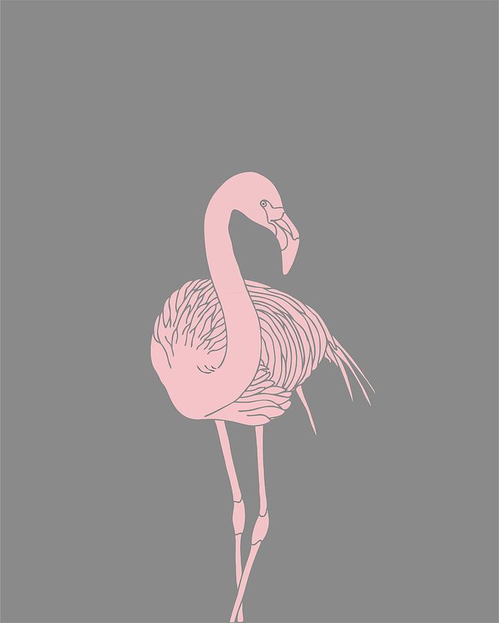 721x900 Pink Flamingo Vector Digital Art