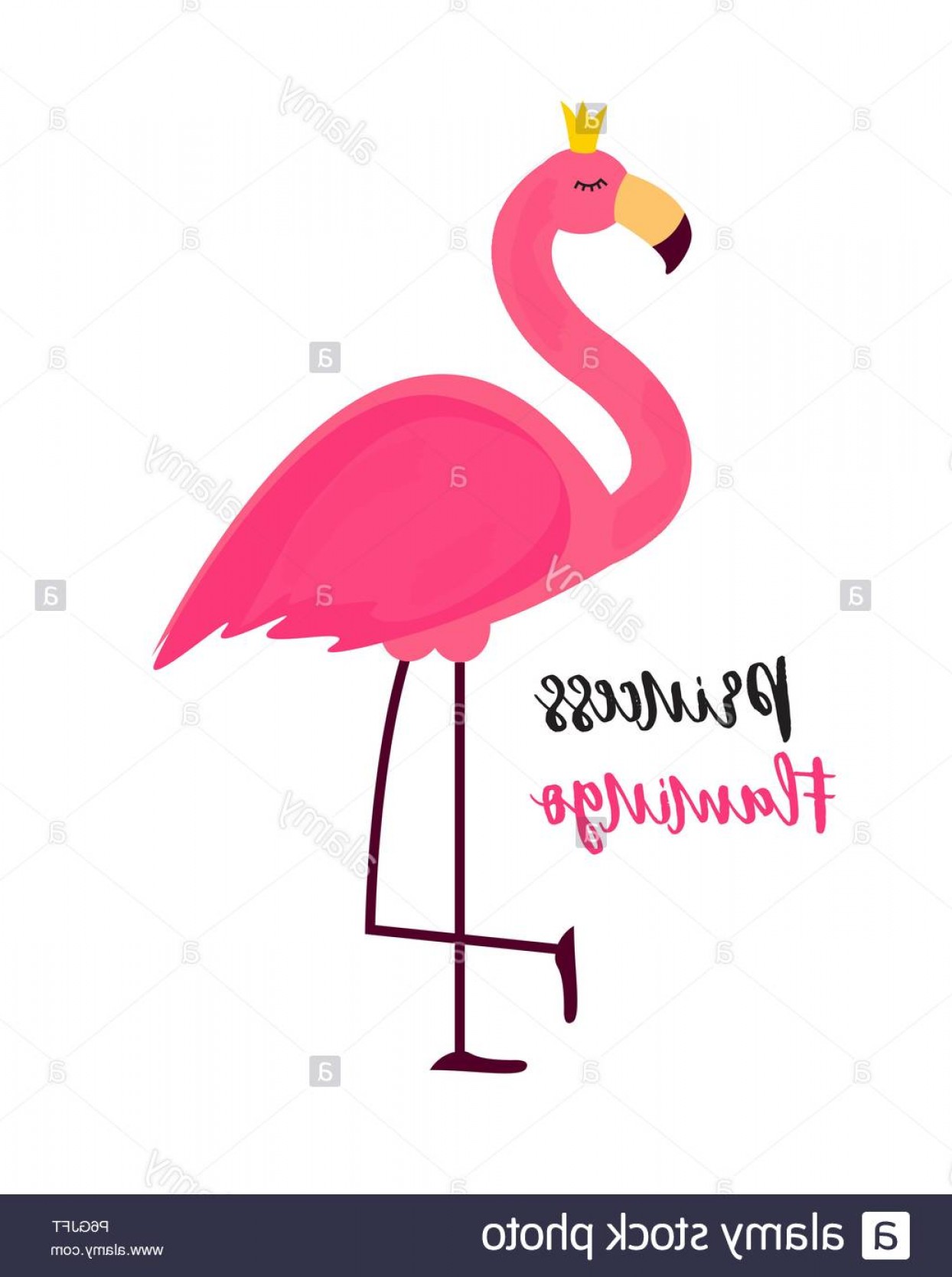 1244x1668 Cute Little Princess Abstract Background With Pink Flamingo Vector