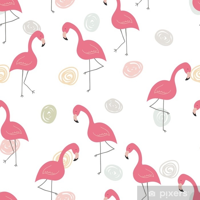 700x700 Cute Hand Drawn Seamless Pattern With Pink Flamingo Vector Print