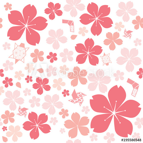 500x500 Cherry Blossom Vector Pink Floral Pattern Background