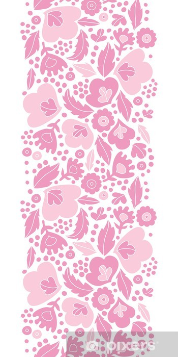 350x700 Vector Soft Pink Floral Silhouettes Vertical Seamless Pattern