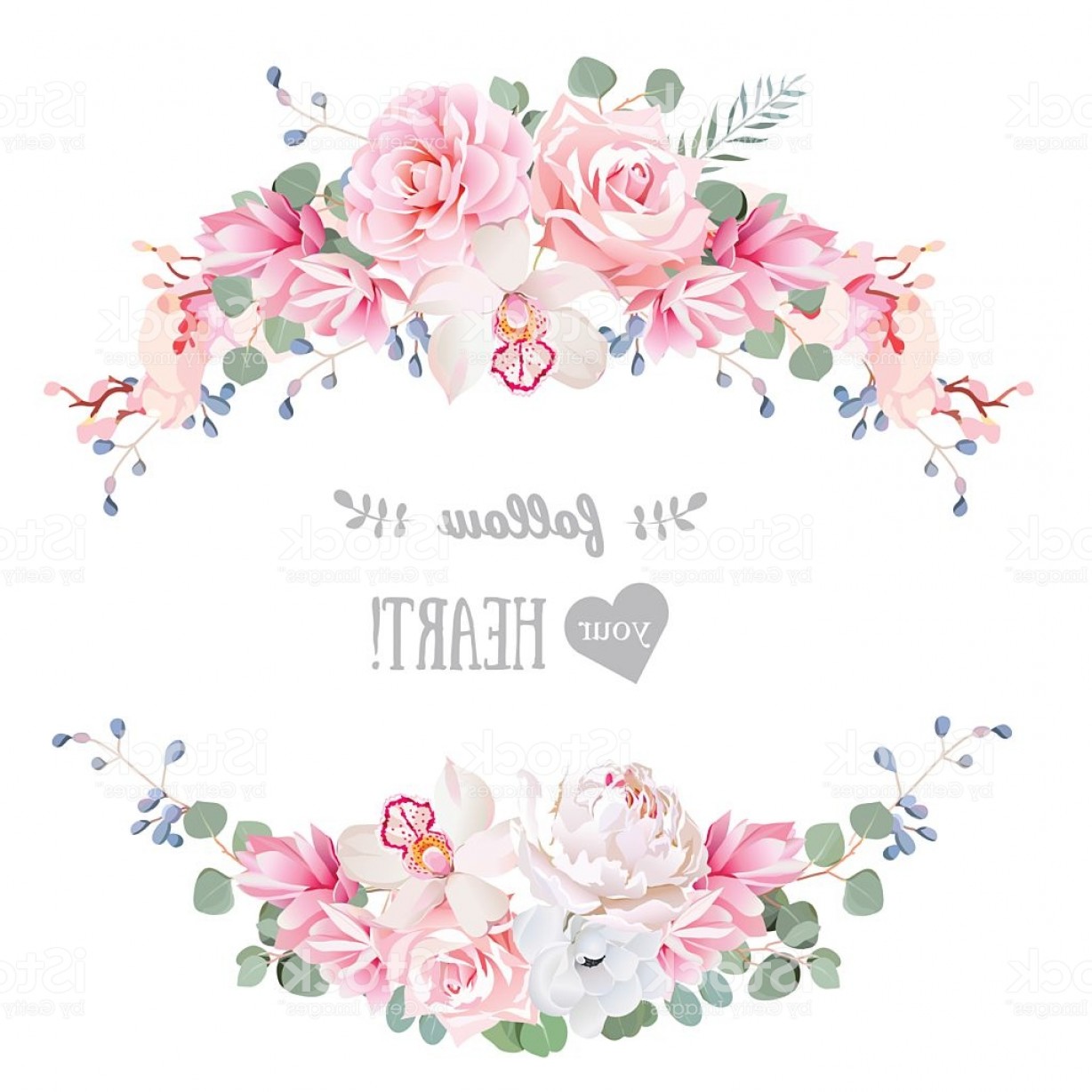 1228x1228 Cute Wedding Floral Vector Design Frame Floral Banner Stripe