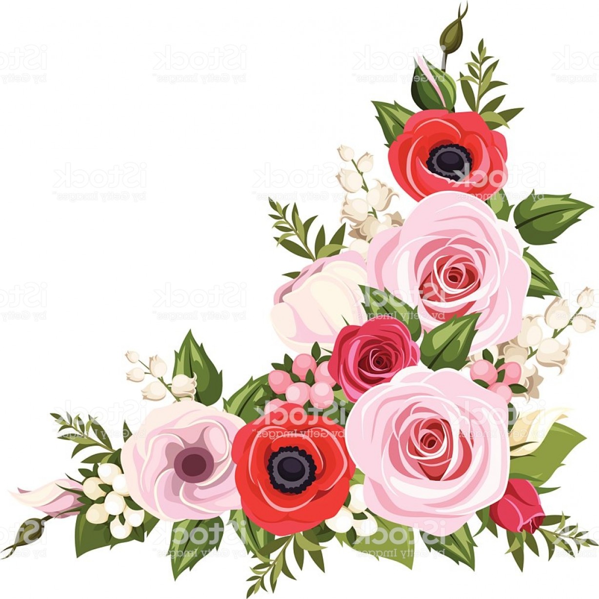 1228x1228 Red And Pink Flowers Vector Corner Background Gm Soidergi