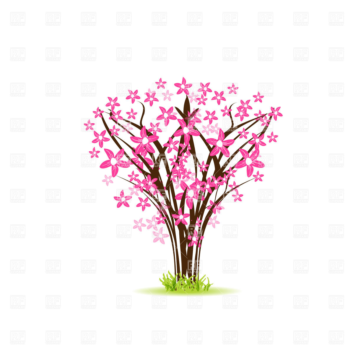 1200x1200 Blooming Bush With Pink Flowers Vector Image Of Plants And Animals