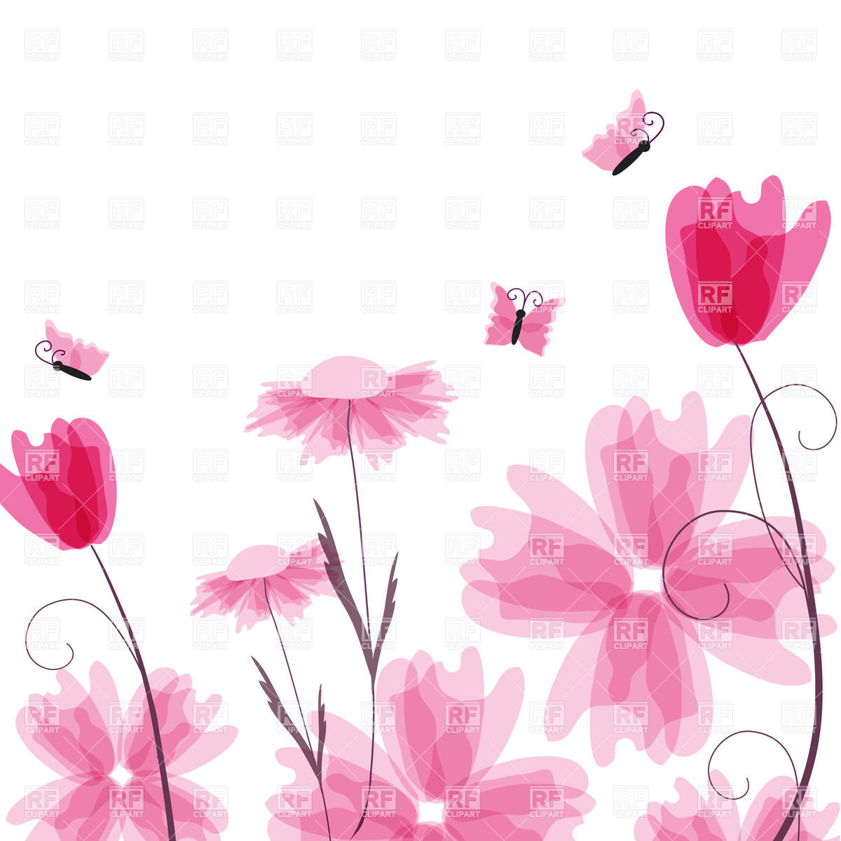 1200x1200 Floral Creative Pink Flowers Vector Image Of Plants And Animals