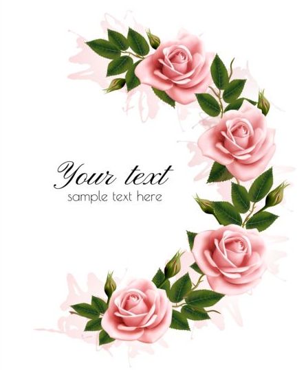 445x539 Flower Frame With Beauty Pink Flowers Vector Free Download