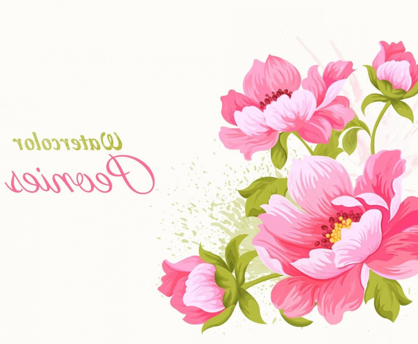 1363x1123 Pink Watercolor Peonies Vector Illustration Soidergi