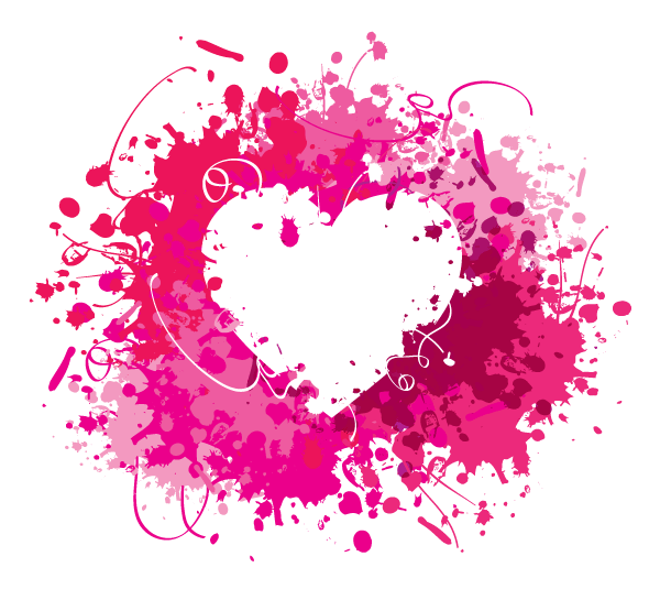 600x535 Pink Splash Heart Vector
