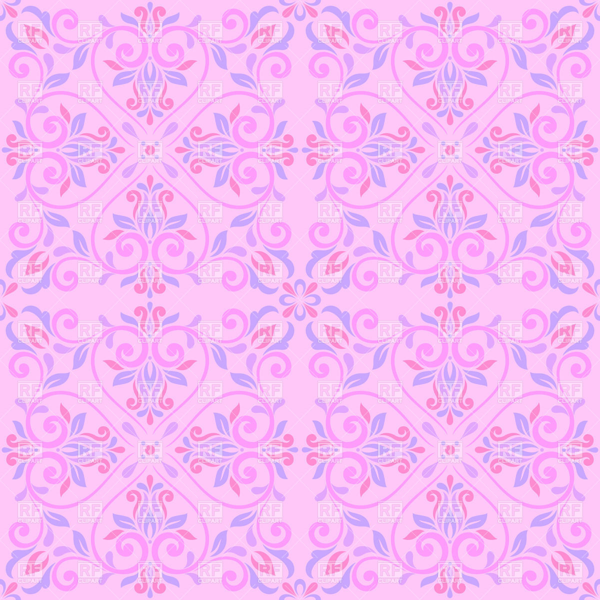 1200x1200 Curly Floral Seamless Pattern In Pink Colors Vector Image