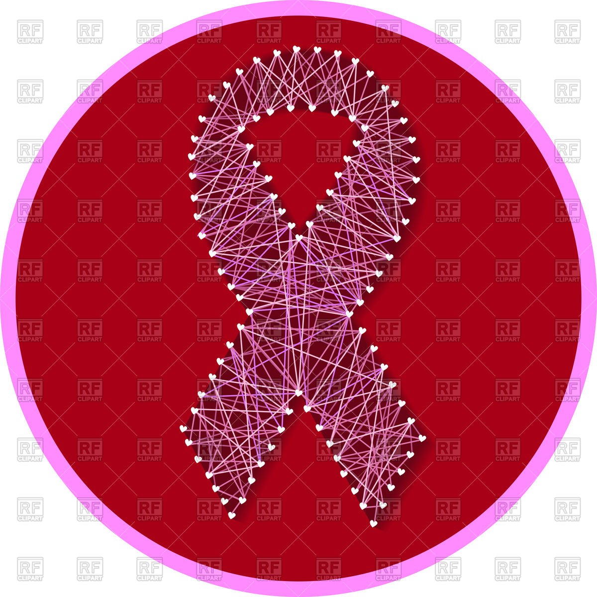 1200x1200 Breast Cancer Awareness Pink Ribbon Of Thread Vector Image